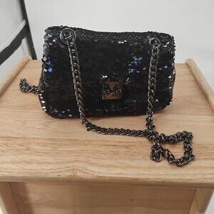 KC JAGGER SEQUIN CROSSBODY BLACK BAG CLUTCH